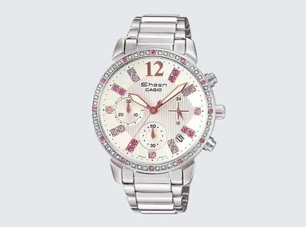 Swarovski And Pink Studded Bezel Watch